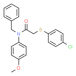 ChemSpider 2D Image | N-Benzyl-2-[(4-chlorophenyl)sulfanyl]-N-(4-methoxyphenyl)acetamide | C22H20ClNO2S