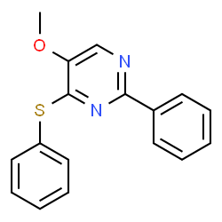 ChemSpider 2D Image | 5-Methoxy-2-phenyl-4-(phenylsulfanyl)pyrimidine | C17H14N2OS