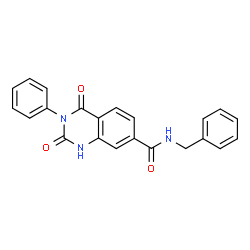 ChemSpider 2D Image | N-Benzyl-2,4-dioxo-3-phenyl-1,2,3,4-tetrahydro-7-quinazolinecarboxamide | C22H17N3O3