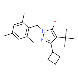 ChemSpider 2D Image | 5-Bromo-3-cyclobutyl-1-(mesitylmethyl)-4-(2-methyl-2-propanyl)-1H-pyrazole | C21H29BrN2