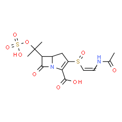 ChemSpider 2D Image | 3-{[(Z)-2-Acetamidovinyl]sulfinyl}-7-oxo-6-[2-(sulfooxy)-2-propanyl]-1-azabicyclo[3.2.0]hept-2-ene-2-carboxylic acid | C14H18N2O9S2