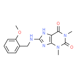 ChemSpider 2D Image | 8-[(2-Methoxybenzyl)amino]-1,3-dimethyl-3,7-dihydro-1H-purine-2,6-dione | C15H17N5O3