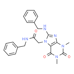 ChemSpider 2D Image | N-benzyl-2-(8-(benzylamino)-1,3-dimethyl-2,6-dioxo-1,2,3,6-tetrahydropurin-7-yl)acetamide | C23H24N6O3