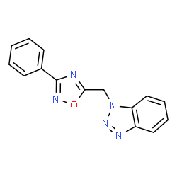 ChemSpider 2D Image | 1-[(3-Phenyl-1,2,4-oxadiazol-5-yl)methyl]-1H-benzotriazole | C15H11N5O