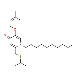 ChemSpider 2D Image | 1-Decyl-2-[(isopropylsulfanyl)methyl]-5-[(3-methyl-2-buten-1-yl)oxy]-4(1H)-pyridinone | C24H41NO2S