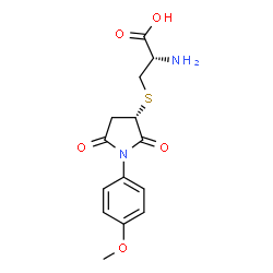 ChemSpider 2D Image | S-[(3S)-1-(4-Methoxyphenyl)-2,5-dioxo-3-pyrrolidinyl]-D-cysteine | C14H16N2O5S
