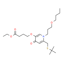 ChemSpider 2D Image | Ethyl 4-{[1-(3-butoxypropyl)-6-{[(2-methyl-2-propanyl)sulfanyl]methyl}-4-oxo-1,4-dihydro-3-pyridinyl]oxy}butanoate | C23H39NO5S