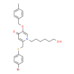 ChemSpider 2D Image | 2-{[(4-Bromophenyl)sulfanyl]methyl}-1-(6-hydroxyhexyl)-5-[(4-methylbenzyl)oxy]-4(1H)-pyridinone | C26H30BrNO3S