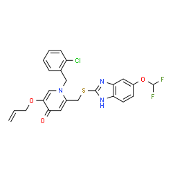 ChemSpider 2D Image | 5-(Allyloxy)-1-(2-chlorobenzyl)-2-({[5-(difluoromethoxy)-1H-benzimidazol-2-yl]sulfanyl}methyl)-4(1H)-pyridinone | C24H20ClF2N3O3S