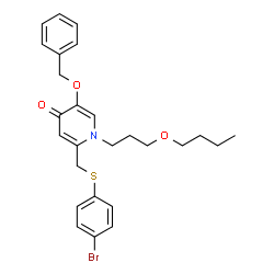 ChemSpider 2D Image | 5-(Benzyloxy)-2-{[(4-bromophenyl)sulfanyl]methyl}-1-(3-butoxypropyl)-4(1H)-pyridinone | C26H30BrNO3S