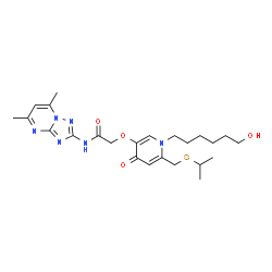 ChemSpider 2D Image | N-(5,7-Dimethyl[1,2,4]triazolo[1,5-a]pyrimidin-2-yl)-2-({1-(6-hydroxyhexyl)-6-[(isopropylsulfanyl)methyl]-4-oxo-1,4-dihydro-3-pyridinyl}oxy)acetamide | C24H34N6O4S