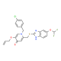 ChemSpider 2D Image | 5-(Allyloxy)-1-(4-chlorobenzyl)-2-({[5-(difluoromethoxy)-1H-benzimidazol-2-yl]sulfanyl}methyl)-4(1H)-pyridinone | C24H20ClF2N3O3S