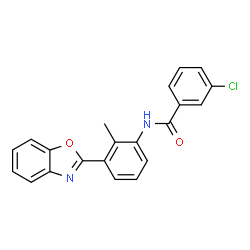 ChemSpider 2D Image | N-[3-(1,3-Benzoxazol-2-yl)-2-methylphenyl]-3-chlorobenzamide | C21H15ClN2O2