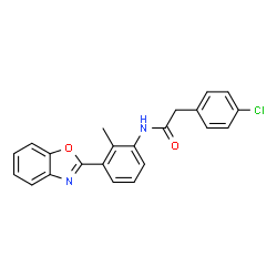 ChemSpider 2D Image | N-[3-(1,3-Benzoxazol-2-yl)-2-methylphenyl]-2-(4-chlorophenyl)acetamide | C22H17ClN2O2