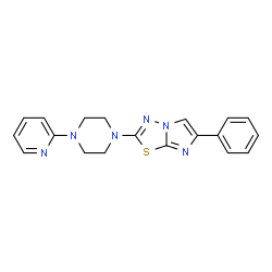 ChemSpider 2D Image | 6-phenyl-2-(4-pyridin-2-ylpiperazin-1-yl)imidazo[2,1-b][1,3,4]thiadiazole | C19H18N6S