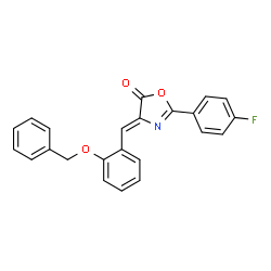 ChemSpider 2D Image | (4Z)-4-[2-(Benzyloxy)benzylidene]-2-(4-fluorophenyl)-1,3-oxazol-5(4H)-one | C23H16FNO3
