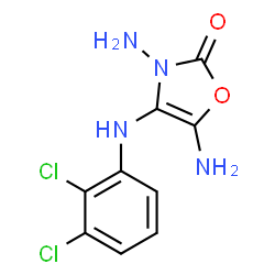 ChemSpider 2D Image | 3,5-Diamino-4-[(2,3-dichlorophenyl)amino]-1,3-oxazol-2(3H)-one | C9H8Cl2N4O2