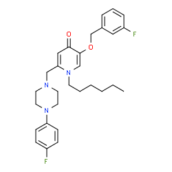 ChemSpider 2D Image | 5-[(3-Fluorobenzyl)oxy]-2-{[4-(4-fluorophenyl)-1-piperazinyl]methyl}-1-hexyl-4(1H)-pyridinone | C29H35F2N3O2