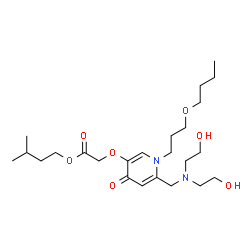 ChemSpider 2D Image | 3-Methylbutyl {[6-{[bis(2-hydroxyethyl)amino]methyl}-1-(3-butoxypropyl)-4-oxo-1,4-dihydro-3-pyridinyl]oxy}acetate | C24H42N2O7