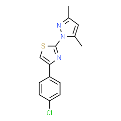 ChemSpider 2D Image | 4-(4-Chloro-phenyl)-2-(3,5-dimethyl-pyrazol-1-yl)-thiazole | C14H12ClN3S