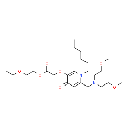 ChemSpider 2D Image | 2-Ethoxyethyl [(6-{[bis(2-methoxyethyl)amino]methyl}-1-hexyl-4-oxo-1,4-dihydro-3-pyridinyl)oxy]acetate | C24H42N2O7