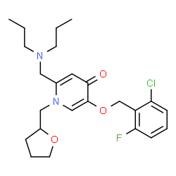 ChemSpider 2D Image | 5-[(2-Chloro-6-fluorobenzyl)oxy]-2-[(dipropylamino)methyl]-1-(tetrahydro-2-furanylmethyl)-4(1H)-pyridinone | C24H32ClFN2O3