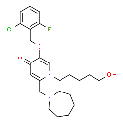 ChemSpider 2D Image | 2-(1-Azepanylmethyl)-5-[(2-chloro-6-fluorobenzyl)oxy]-1-(5-hydroxypentyl)-4(1H)-pyridinone | C24H32ClFN2O3