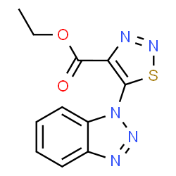 ChemSpider 2D Image | Ethyl 5-(1H-benzotriazol-1-yl)-1,2,3-thiadiazole-4-carboxylate | C11H9N5O2S