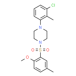 ChemSpider 2D Image | 1-(3-Chloro-2-methylphenyl)-4-[(2-methoxy-5-methylphenyl)sulfonyl]piperazine | C19H23ClN2O3S