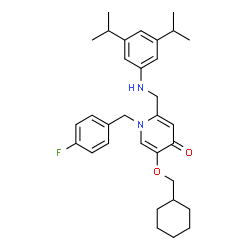 ChemSpider 2D Image | 5-(Cyclohexylmethoxy)-2-{[(3,5-diisopropylphenyl)amino]methyl}-1-(4-fluorobenzyl)-4(1H)-pyridinone | C32H41FN2O2
