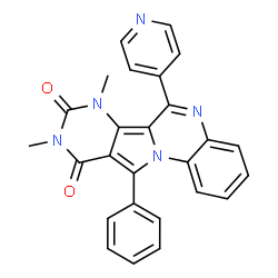 ChemSpider 2D Image | 7,9-Dimethyl-11-phenyl-6-(4-pyridinyl)pyrimido[4',5':3,4]pyrrolo[1,2-a]quinoxaline-8,10(7H,9H)-dione | C26H19N5O2
