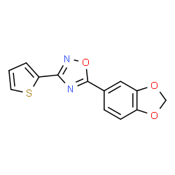 ChemSpider 2D Image | 5-(1,3-Benzodioxol-5-yl)-3-(2-thienyl)-1,2,4-oxadiazole | C13H8N2O3S
