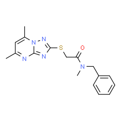 ChemSpider 2D Image | N-Benzyl-2-[(5,7-dimethyl[1,2,4]triazolo[1,5-a]pyrimidin-2-yl)sulfanyl]-N-methylacetamide | C17H19N5OS