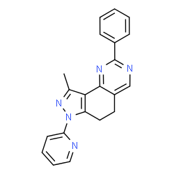 ChemSpider 2D Image | 9-Methyl-2-phenyl-7-(2-pyridinyl)-6,7-dihydro-5H-pyrazolo[3,4-h]quinazoline | C21H17N5