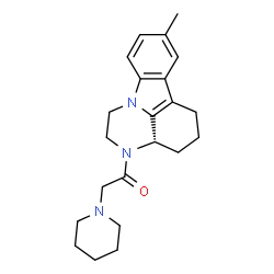 ChemSpider 2D Image | 1-[(3aS)-8-Methyl-1,2,3a,4,5,6-hexahydro-3H-pyrazino[3,2,1-jk]carbazol-3-yl]-2-(1-piperidinyl)ethanone | C22H29N3O