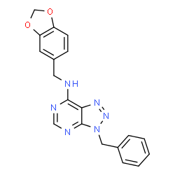 ChemSpider 2D Image | N-(1,3-Benzodioxol-5-ylmethyl)-3-benzyl-3H-[1,2,3]triazolo[4,5-d]pyrimidin-7-amine | C19H16N6O2