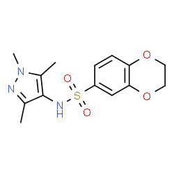 ChemSpider 2D Image | N-(1,3,5-Trimethyl-1H-pyrazol-4-yl)-2,3-dihydro-1,4-benzodioxine-6-sulfonamide | C14H17N3O4S