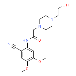 ChemSpider 2D Image | N-(2-Cyano-4,5-dimethoxyphenyl)-2-[4-(2-hydroxyethyl)-1-piperazinyl]acetamide | C17H24N4O4