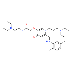 ChemSpider 2D Image | N-[2-(Diethylamino)ethyl]-2-[(1-[3-(diethylamino)propyl]-6-{[(2,5-dimethylphenyl)amino]methyl}-4-oxo-1,4-dihydro-3-pyridinyl)oxy]acetamide | C29H47N5O3