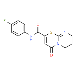 ChemSpider 2D Image | N-(4-Fluorophenyl)-4-oxo-7,8-dihydro-4H,6H-pyrimido[2,1-b][1,3]thiazine-2-carboxamide | C14H12FN3O2S