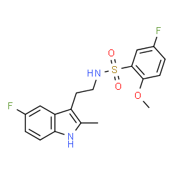 ChemSpider 2D Image | 5-Fluoro-N-[2-(5-fluoro-2-methyl-1H-indol-3-yl)ethyl]-2-methoxybenzenesulfonamide | C18H18F2N2O3S