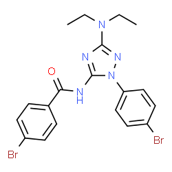 ChemSpider 2D Image | 4-Bromo-N-[1-(4-bromophenyl)-3-(diethylamino)-1H-1,2,4-triazol-5-yl]benzamide | C19H19Br2N5O