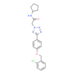 ChemSpider 2D Image | 2-(5-{4-[(2-Chlorobenzyl)oxy]phenyl}-2H-tetrazol-2-yl)-N-cyclopentylacetamide | C21H22ClN5O2