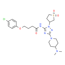 ChemSpider 2D Image | 4-(4-Chlorophenoxy)-N-{3-[4-(dimethylamino)-1-piperidinyl]-1-(1,1-dioxidotetrahydro-3-thiophenyl)-1H-1,2,4-triazol-5-yl}butanamide | C23H33ClN6O4S