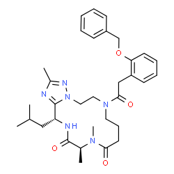 ChemSpider 2D Image | (13S,16R)-7-{[2-(Benzyloxy)phenyl]acetyl}-16-isobutyl-2,12,13-trimethyl-5,6,7,8,9,10,12,13,15,16-decahydro[1,2,4]triazolo[1,5-d][1,4,7,10]tetraazacyclotetradecine-11,14-dione | C33H44N6O4