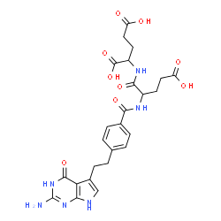 ChemSpider 2D Image | N-{4-[2-(2-Amino-4-oxo-4,7-dihydro-3H-pyrrolo[2,3-d]pyrimidin-5-yl)ethyl]benzoyl}-alpha-glutamylglutamic acid | C25H28N6O9