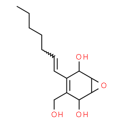 ChemSpider 2D Image | 3-[(1E)-1-Hepten-1-yl]-4-(hydroxymethyl)-7-oxabicyclo[4.1.0]hept-3-ene-2,5-diol | C14H22O4