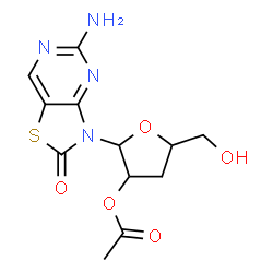 ChemSpider 2D Image | 3-(2-O-Acetyl-3-deoxypentofuranosyl)-5-amino[1,3]thiazolo[4,5-d]pyrimidin-2(3H)-one | C12H14N4O5S