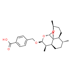 ChemSpider 2D Image | 4-({[(1S,4S,5R,8S,9R,10S,12R,13R)-1,5,9-Trimethyl-11,14,15,16-tetraoxatetracyclo[10.3.1.0~4,13~.0~8,13~]hexadec-10-yl]oxy}methyl)benzoic acid | C23H30O7