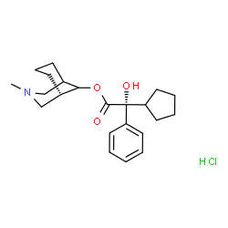 ChemSpider 2D Image | (1S)-3-Methyl-3-azabicyclo[3.3.1]non-9-yl (2R)-cyclopentyl(hydroxy)phenylacetate hydrochloride (1:1) | C22H32ClNO3